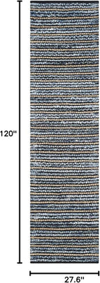 SAFAVIEH Cape Cod Collection Runner Rug - 2'3" x 10', Blue & Natural, Handmade Flat Weave Braided Jute & Cotton, Ideal for High Traffic Areas in Living Room, Bedroom (CAP363A)