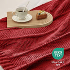Amélie Home Chevron Chenille Knit Throw Blanket for Couch, Cozy Texture Decorative Soft Blanket for Sofa & Chair, 50"x60", Christmas Red