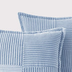 MIULEE Decorative Throw Pillow Covers for Couch Bed Livingroom 20x20 Inch Set of 2 Light Blue Boho Accent Throw Pllows Broadside Striped Patchwork Soft Corduroy Pillowcases