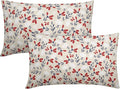 4th of July Floral Pillow Covers 12x20 Set of 2 Rustic Old Style Navy Blue Red White Flower Print Rectangle Decorative Outdoor Pillowcases Patriotic Throw Cushion Case Decor for Couch Sofa Bed