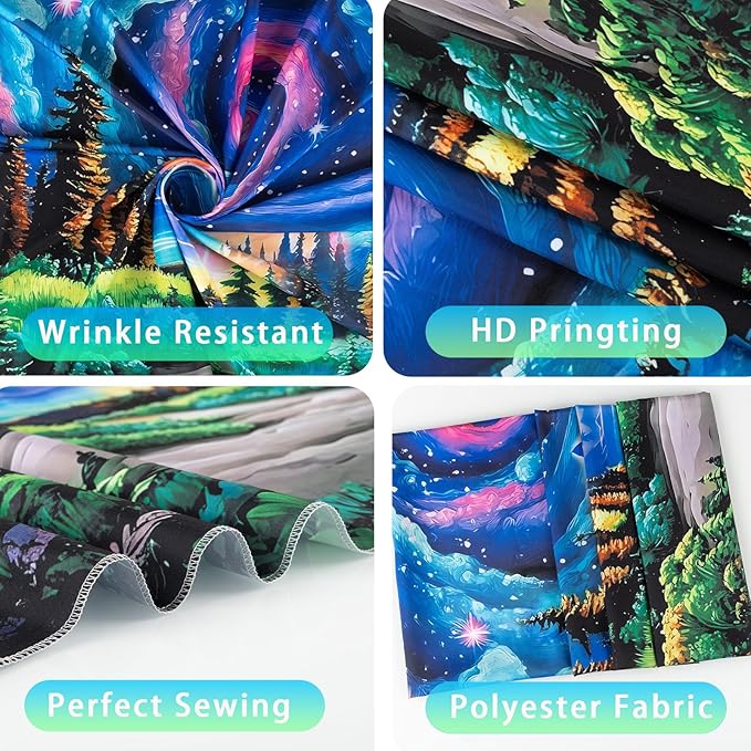 Apdidl Space Galaxy Forest Tapestry for Bedroom, Green Nature Landscape Colorful Night Starry Sky Stars Wall Tapestry, Mysterious Nebula Mountain Wall Hanging Backdrop Decor for Living Room 51" X 60"
