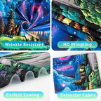Apdidl Space Galaxy Forest Tapestry for Bedroom, Green Nature Landscape Colorful Night Starry Sky Stars Wall Tapestry, Mysterious Nebula Mountain Wall Hanging Backdrop Decor for Living Room 60" X 79"