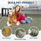 GarveeHome Washable Rugs for Entryway 4x6 Area Rug Scalloped Solid Green Living Room Area Rug Non Slip Soft Non Shedding Low Pile Stain Resistant Carpet for Kitchen Bath Bedroom Nursery, Green