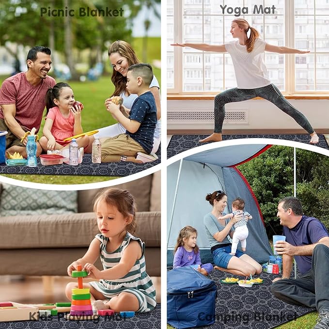 Extra Large Picnic Blankets Waterproof Foldable (80 "x 80") Beach Blanket Waterproof Sandproof,3-Layer Thicking Mat Outdoor Packable Camping Blanket