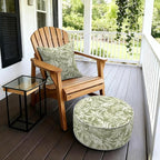 LVTXIII Inflatable Stool Ottoman Footrest with Handle, Decorative Fade-Resistant Foot Stool, Indoor or Outdoor Pouf for Home Garden and Camping Use, D21 x W 21 x H9, Tropical Leaf Green