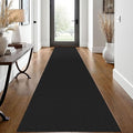 EARTHALL Woven Runner Rug 2x12 Ft Washable Runners for Hallways Extra Long Cotton Non Slip Rubber Backed Kitchen Runner Braided Indoor Floor Carpet for Entryway, Hall, Kitchen, Black/Grey
