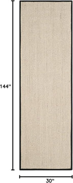SAFAVIEH Natural Fiber Collection Runner Rug - 2'6" x 12', Marble & Black, Sisal, Woven Design with Border (NF143A)