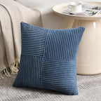 Fancy Homi 2 Packs Dusty Blue Decorative Throw Pillow Covers 18x18 Inch for Living Room Couch Bed, Farmhouse Boho Home Decor, Soft Corss Corduroy Patchwork Textured Square Cushion Case 45x45cm