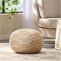 Knitted Round Pouf 20x20 - Cozy Cotton Floor Cushion, Modern Home Decor, Nursery Seating, Footrest, Soft Knit Design