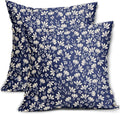 Navy Blue Pillow Covers 20x20 Set of 2 Vintage Floral Rustic Old Style Cute Flower Print Decorative Outdoor Pillowcases Seasonal Farmhouse Throw Cushion Case Decor for Couch Sofa Bed