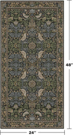 Washable Dark Vintage Floral Rugs for Entryway - Small 2x4 Runner Rug for Kitchen Bathroom Door Mat Indoor Entrance with Bird & Botanical Pattern, Brown Earthy Tones, Non Slip Low Pile