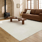 Bedsure 5x7 Fluffy Area Rugs for Living Room, Machine Washable Rugs, Non-Slip Backing, Non-Shedding, Pet Friendly Throw Rug for Bedroom Dining Room, Coconut White