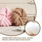Uvvyui Knot Pillows, 14 Inch Decorative Throw Pillows Round Pillows Cushion, Soft Handmade Knotted Ball Pillow Plush Cushion Home Decor for Bed Couch Living Room (Khaki, 14 Inch)