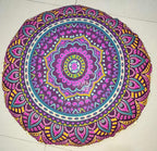 INDIAN CRAFT CASTLE New Pink Ombre 24" Mandala Barmeri Large Floor Pillow Cover Cushion Meditation Seating Ottoman Throw Cover Hippie Decorative Zipped Bohemian Pouf Ottoman Pom Pom Cases 24" Round