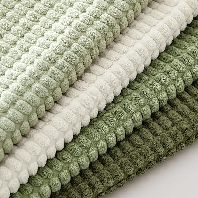 MIULEE Modern Farmhouse Decorative Spring Pillow Covers 18x18 Inch Set of 4 Natural Rustic Throw Pillows Neutral Warm Soft Corduroy Couch Pillowcases Home Decor for Sofa Living Room Bed Light Green