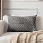Kevin Textile 14x20 Inch Pillow Cover 1 Pack Boho Decorative Soft Striped Corduroy Lumbar Farmhouse Accent Rectangle Cushion Case for Living Room Couch Sofa Bed, Dark Grey