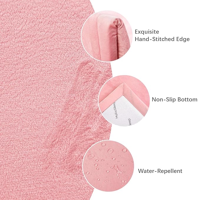Baby Play Mat for Floor,1.3" Thick Elasti-Foam 50x50 Playpen Mat for Toddlers Infant Kids,Water-Repellent Soft Coral Velvet Tummy Time Mats,Non Slip Crawling Mats,Tatami Style(Pink)