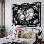 Skeleton Butterfly Tapestry Black and White Skull Mushroom Plants Tapestries Hippie Aesthetic Tapestry Wall Hanging for Bedroom Living Room Dorm (Black, 80” x 60”)