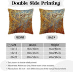 KSLIDS Brown Rust Soft Velvet Throw Pillow Covers Set of 2 Gold Orange Teal Rustic Decorative Pillow Covers 16x16 Inch Rusty Copper Metallic Bronze Pillow Case for Sofa Couch Living Room Home Decor