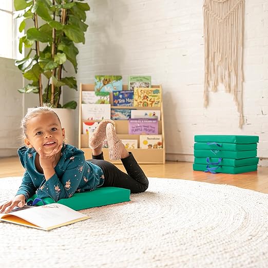 ECR4Kids SoftZone Floor Cushions, Square, Flexible Seating, Emerald, 6-Piece