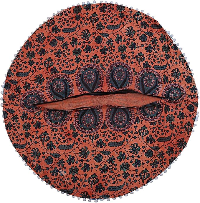 Indian Mandala Cotton Floor Pillow Living Room Decor Throw Round Seating Pouf Cover Decorative Cushion Yoga Hippie Puffe Sham Chair Couch 32 Inches