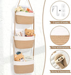 Hanging Basket, 3-Tier Wall Baskets, Over the Door Organizer with 4 Hooks, Hanging Baskets for Organizing, Woven Storage Basket Behind the Door for Nursery, Bedroom, Living Room, Kitchen