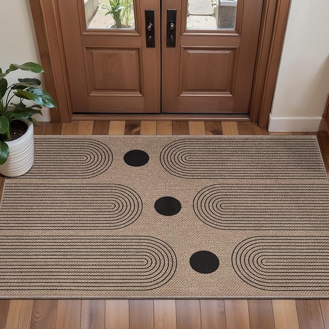 Tangsoo Rainbow Easy Jute Rug 2x4 Small Rugs for Entryway,Washable Thin Outdoor Door Mat, Non-Slip Indoor Floor Carpet Farmhouse Throw Mat for Kitchen Hallway Bedroom Front Porch
