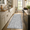 2'x6' Washable Runner Rug Utral Soft Lightweight Vintage Boho Distressed Non-Slip Backing,Low Pile Stain Resistant Farmhouse Rug for High-Traffic Hallway, Kitchen & Laundry