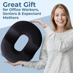 5 STARS UNITED Donut Pillow Hemorrhoid Tailbone Cushion – Large Cushion for Pain Relief – Coccyx, Prostate, Sciatica, Pelvic Floor, Pressure Sores, Pregnancy, Postpartum Recovery, Black