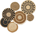 7 Pieces Bohemian Round Wall Baskets Wicker Rattan Wicker Wall Decor for Bedroom, Living Room (Style B)