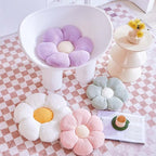 White Flower Decorative Throw Pillows - Cute Daisy Shaped Plush Pillow, Soft 14.9" Floor Seat Cushion
