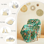 King Size Blanket for Bed Soft Cotton Spring Lightweight Quilt Floral Embroidery King Bed Blanket,90"x108" All Season Reversible Blankets for Bedroom Living Room Decor