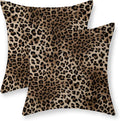 Brown Leopard Pillow Covers 18x18 Set of 2 Cheetah Throw Pillows Skin Animal Print Pillow Cases Cheetah Print Room Decorative Pillows Outdoor Farmhouse Soft Cotton Cushion Case for Couch Sofa