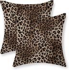 Brown Leopard Pillow Covers 18x18 Set of 2 Cheetah Throw Pillows Skin Animal Print Pillow Cases Cheetah Print Room Decorative Pillows Outdoor Farmhouse Soft Cotton Cushion Case for Couch Sofa