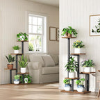 Plant Stands Indoor Set of 2, Metal Corner Plant Stand for Multiple Plants, 5 Tier Plant Shelves for Living Room, Home, Patio, Rustic Brown and Black PSHR0101S2