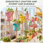 EBOOT 2 Pack 41 Inch Large Macrame Plant Hanger Rope to Hang Flower Pot Plant Holder for Indoor Outdoor Decorations, 4 Legs (Linen Color)