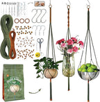 Macrame Kits for Beginners, 3 Set of Plant Hangers DIY Kit: Braided Polyester Ropes 50yds*5mm Forest Green, 20yds*2mm Burnt Orange, 60+Pcs Supplies with Step-by-Step Easy Instructions (GROR)