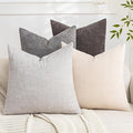 Set of 4 Soft Textured Decorative Throw Pillow Covers 18x18 Inch Cozy Farmhouse Cushion Cover Square Accent Pillow Cases for Bed Couch Sofa Living Room, Grey Series