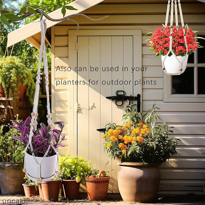 35 Inch Hanging Planters for Indoor Outdoor Plants Macrame Plant Hanger Plant Pots Hangers for Live Plants,Outdoor Garden Home,Ivory(Planter Pot Not Included),1 Set