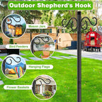 Double Shepherds Hooks for Outdoor,3 Pack 90 Inch Bird Feeder Pole with 5 Prongs Base,Heavy Duty Shepherds Hook,Suitable for Garden in Hanging Flower Basket,Lantern,Bird Nests (3 Pack 90 inch)