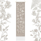 Geetery Vintage Floral Vertical Tapestry Wall Hanging Decor Long Flower Narrow Botanical Fabric Wall Art Hanging Reference Illustrative Tassel Tapestry for Bedroom Living Room Home Decor Gift(Tan)