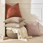 MIULEE Pack of 2 Beige Decorative Pillow Covers 20x20 Inch Soft Chenille Luxurious Couch Throw Pillows Farmhouse Cushion Covers with Elegant Design for Sofa Bedroom Living Room Spring Home Decor