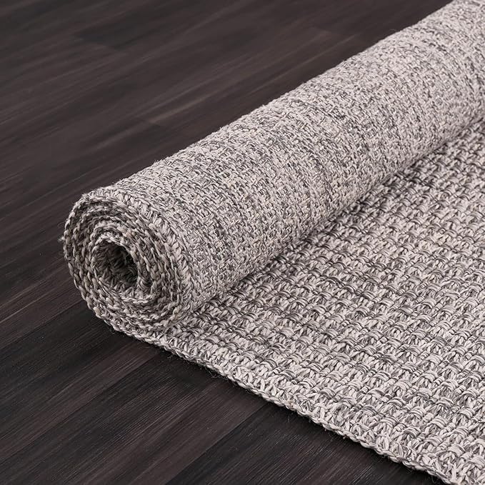 Easy Jute Door Mat, 2x3, Grey, Indoor, Outdoor, Silver, Solid, Rustic Style, Easy-Clean Rug, Woven, Carpet, for Living Room, Bedroom, Dining Room, Hallway, Office, Entryway or Patio, Deck, Porch