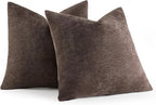 MIULEE Pack of 2 Dark Brown Decorative Pillow Covers 20x20 Inch Soft Chenille Couch Throw Pillows Farmhouse Cushion Covers for Home Decor Sofa Bedroom Living Room