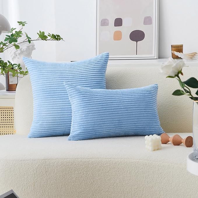 Home Brilliant Large Throw Pillows for Couch Patio Supersoft Square Textured Throw Pillow Cover Euro Sham Decorative for Bed, 26 x 26 inches, Baby Boy Blue