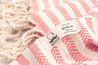 Bazaar Anatolia Turkish Beach Towel – 100% Cotton, Quick Dry, Sand Free Pastel Towel for Bathroom and Camping – Oversized 71x39 Inches – Arpa Coral