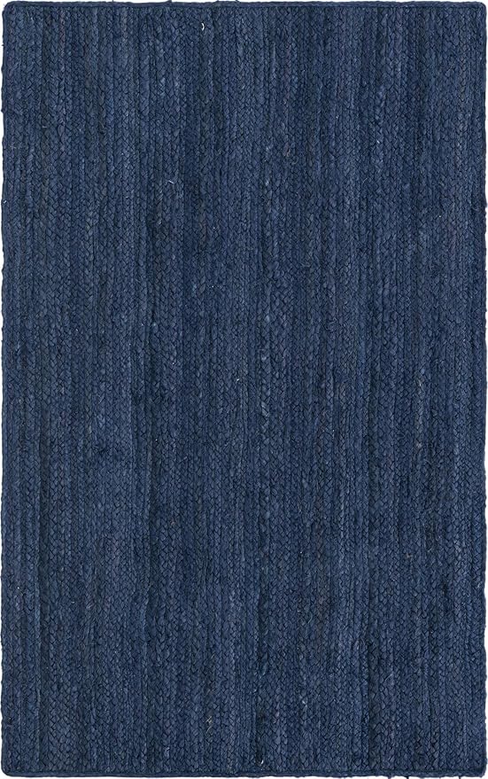 Unique Loom Braided Jute Collection Area Rug - Dhaka (3' 3" x 5' 3" Rectangle, Navy Blue)