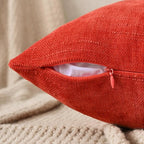 Set of 4 Soft Textured Decorative Throw Pillow Covers 18x18 Inch Cozy Farmhouse Cushion Cover Square Accent Pillow Cases for Bed Couch Sofa Living Room, Red