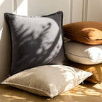 Foindtower Pack of 2, Decorative Linen Soild Throw Pillow Covers Soft Accent Square Cushion Case Boho Farmhouse Pillowcase for Chair Couch Sofa Bedroom Living Room Home Decor 16 x 16 Inch Grey
