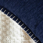 CaliTime Throw Pillow Covers Decorative 16 X 16 Inches Pack of 2 Cotton Thread Stitching Edges Solid Dyed Soft Chenille Cushion Cases for Couch Sofa Bed Living Room Farmhouse Navy Blue